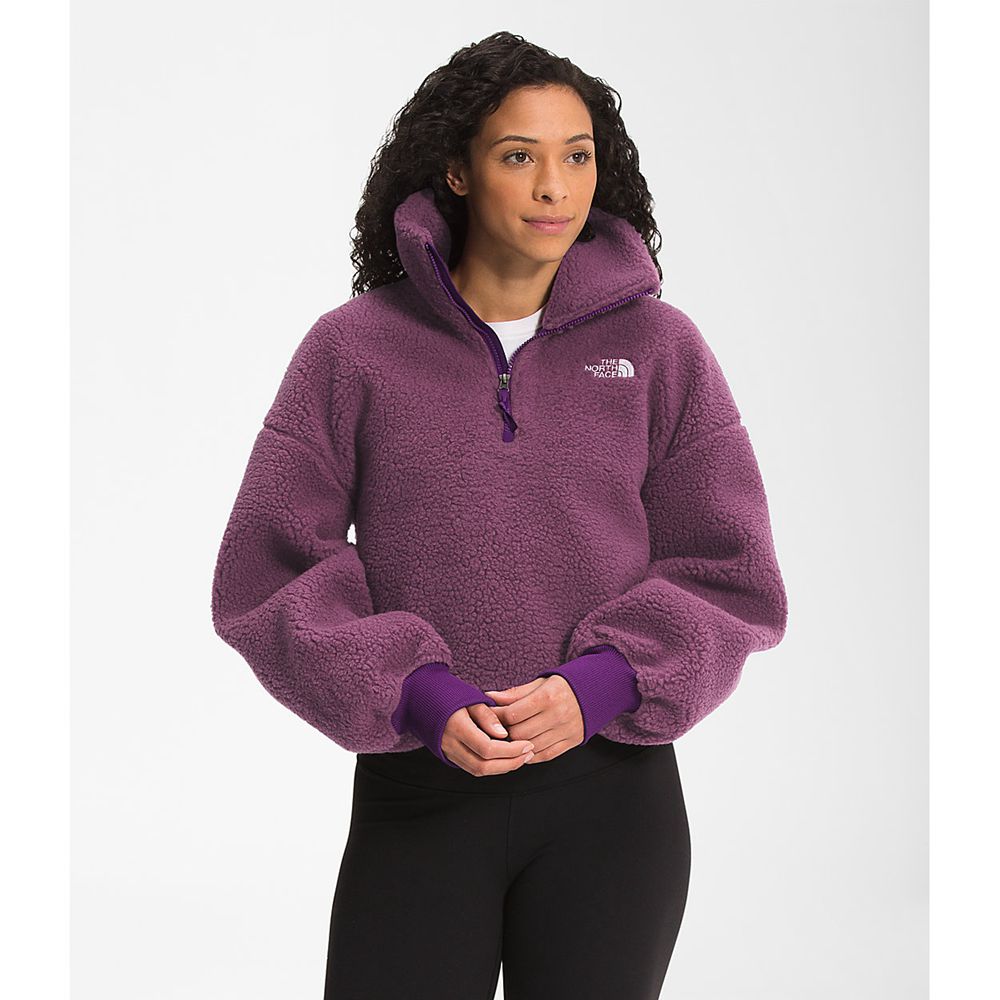 The North Face Fleece Womens Australia - The North Face Platte Sherpa ¼ Zip Purple (EPV-548796)